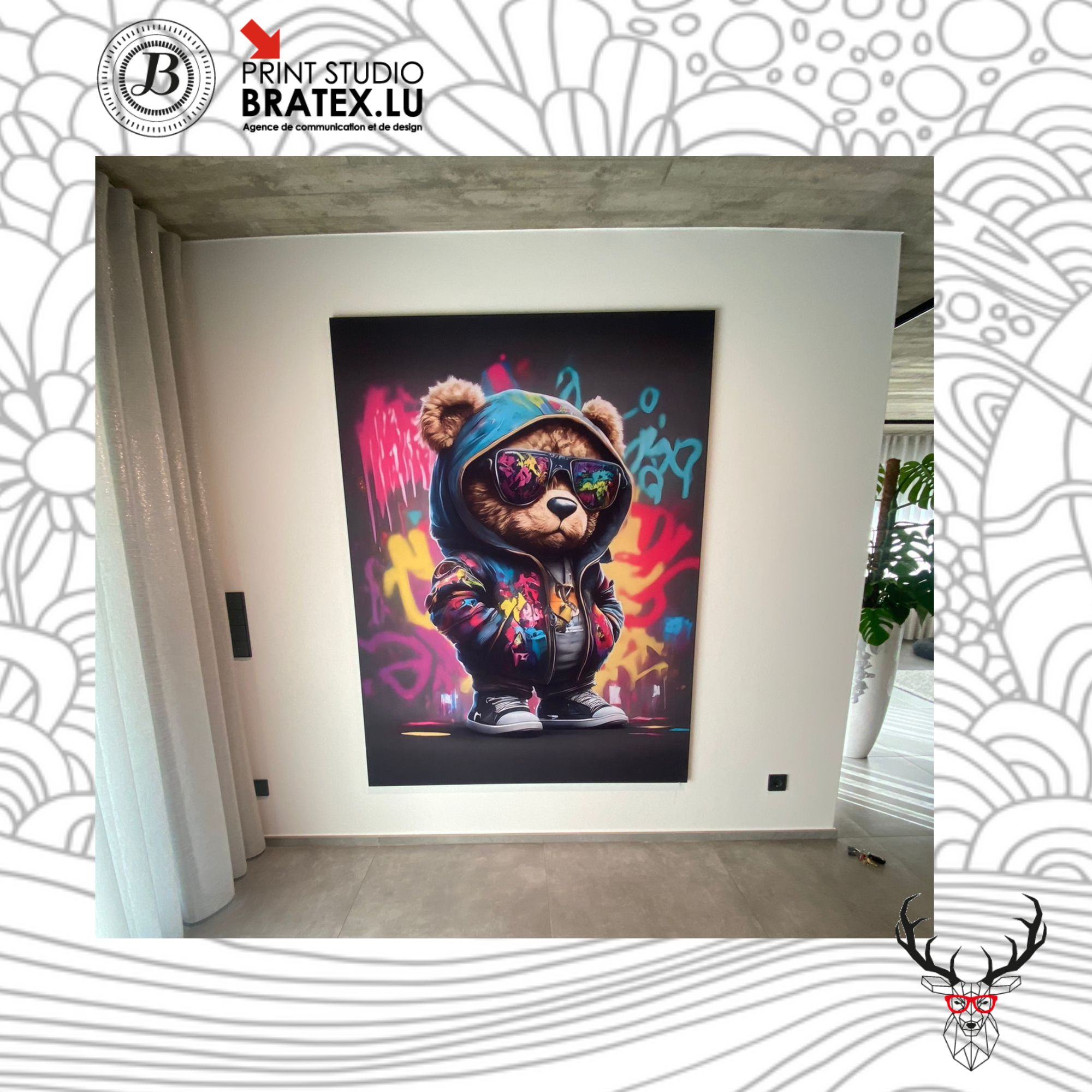 Toile tendue sur châssis Ourson